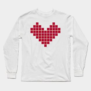 Red Pixel Heart Long Sleeve T-Shirt